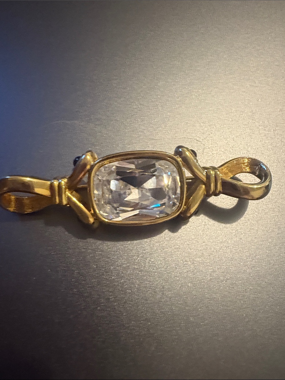 Vintage Swarovski Crystal Hard Candy Brooch Pin Gold Tone